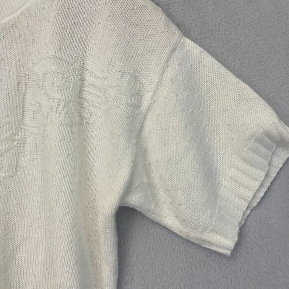 Vintage Bay Point Threads Womens Short Sleeve Sweater Small S White Embroidered - Picture 7 of 12